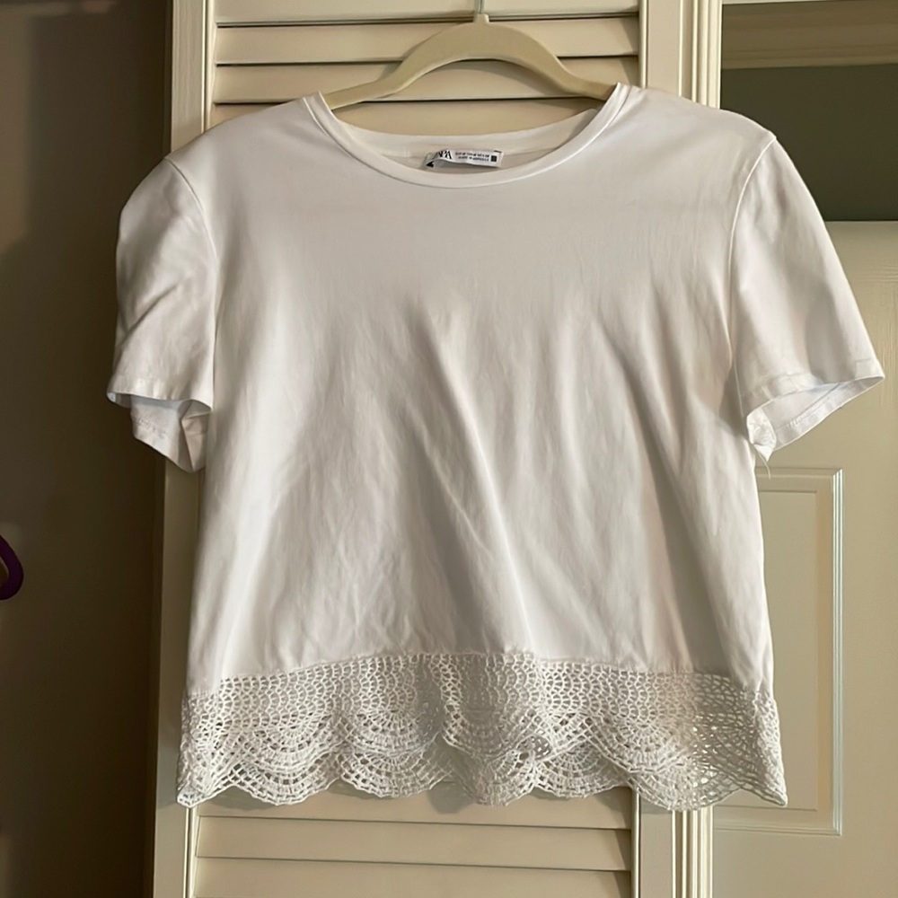 Zara cropped white tee